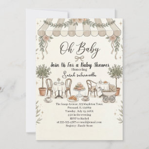 Invitation Café français Oh Baby Paris Bistro Baby Shower