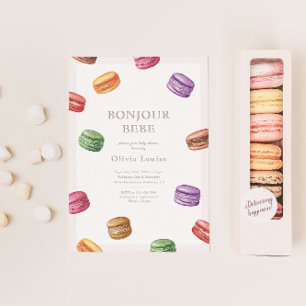 Invitation Café français Patisserie Macarons Baby shower sucr