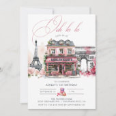 Invitation Café français rose Thé fête d'anniversaire (Devant)