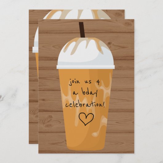 Invitation Café glacé chic tendance fête d'anniversaire en bo (Devant / Derrière)