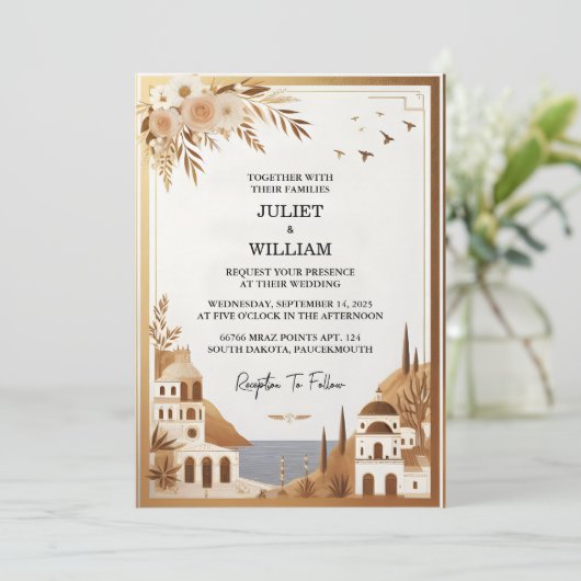 Invitation Café italien toscan Sorrento Mariage Décontracté (Debout devant)