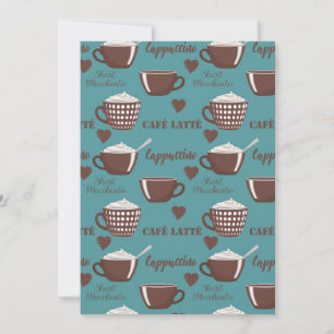 Invitation Cafe Latte Cappuccino Brown Coffee Cups Cream