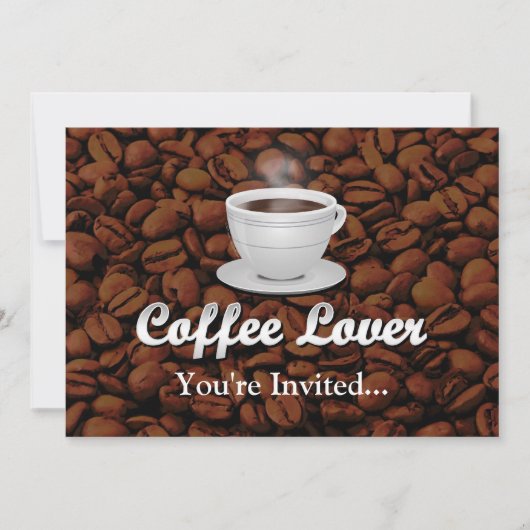 Invitation Café Lover, White Cup/haricots Brown (Devant)