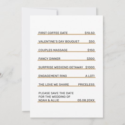 Invitation Café Menu Plaisir unique Enregistrer la date Invit (Devant)