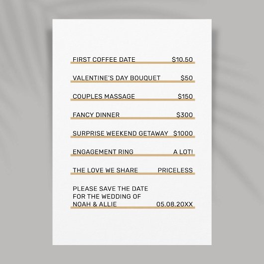 Invitation Café Menu Plaisir unique Enregistrer la date Invit