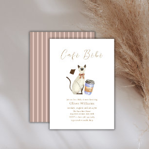 Invitation Café Neutre Bébé Chat Café Baby shower