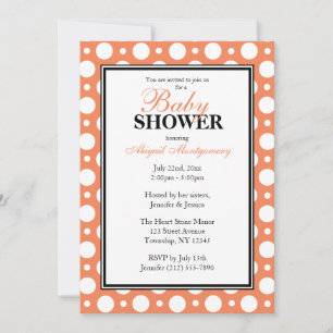 Invitation Cafe Orange Baby shower Pois assisté