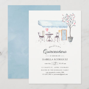 Invitation Café Paris Aquarelle Quinceañera