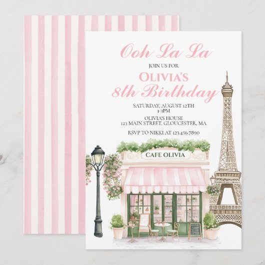 Invitation Café Parisien Anniversaire Paris (Devant / Derrière)