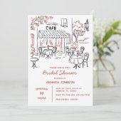 Invitation Café parisien Fête des mariées d'après-midi (Debout devant)