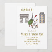 Invitation Café parisien français fête d'anniversaire (Devant / Derrière)