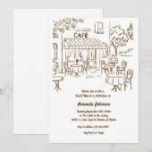 Invitation Café parisien français Fête des mariées de thé apr (Devant / Derrière)