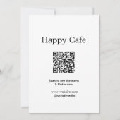 Invitation Cafe restaurant scanner pour voir le menu commande (Dos)