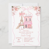 Invitation Café rose Paris Bow Tour Eiffel Fête des mariées (Devant)