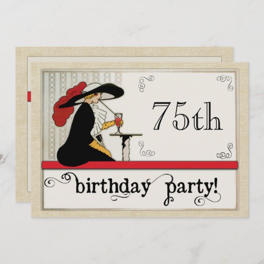 Invitation Cafe Society Fête d'anniversaire des femmes person (Devant / Derrière)