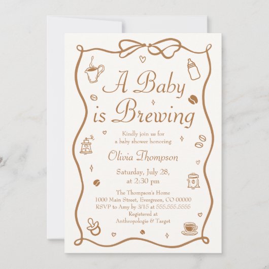 Invitation Café Un bébé brasse du Baby shower (Devant)