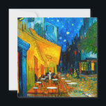 Invitation Café Van Gogh Terrasse en soirée<br><div class="desc">Carte représentant Vincent van Gogh’s oil paint Café Terrace at Night (1888). Des étoiles jaunes peignent le ciel bleu nuit au-dessus d'un café en plein air en France. Un merveilleux cadeau pour les amateurs de post-impressionnisme et d'art hollandais.</div>