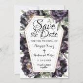 Invitation Café vintage Black Peony | Gothique Enregistrer La (Devant)