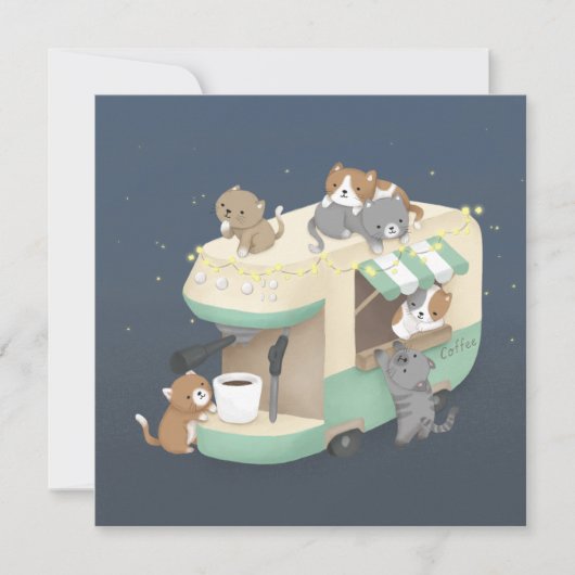 Invitation Cafetière Camper Café & Kittens (Devant)
