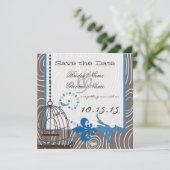 Invitation Cage à oiseaux à motif de bois Driftwood Bleu Save (Debout devant)