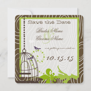 Invitation Cage à oiseaux en bois fantaisiste vert pomme pour
