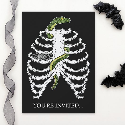 Invitation Cage De Rib Squelette Os Avec Serpent Vert Hallowe