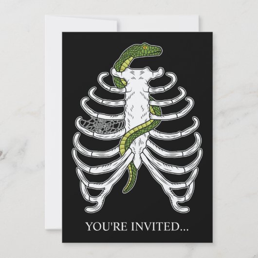 Invitation Cage de thorax Os de squelette avec serpent vert H (Devant)