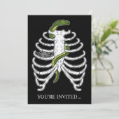 Invitation Cage de thorax Os de squelette avec serpent vert H (Debout devant)