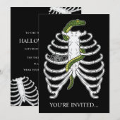 Invitation Cage de thorax Os de squelette avec serpent vert H (Devant / Derrière)