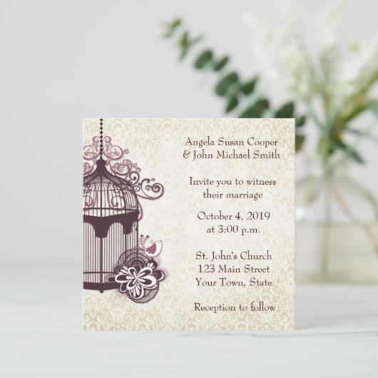 Invitation Cage d'oiseaux de prune, Damas (Debout devant)