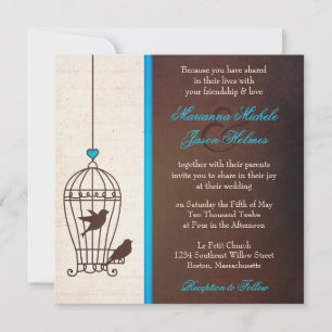 Invitation Cage d'oiseaux fantaisie - Chocolat et Mariage ble