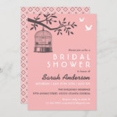 Invitation Cage d'oiseaux roses Russe Douche nuptiale invitat (Devant / Derrière)