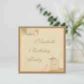 Invitation Cage d'oiseaux Vintage et Roses 90e anniversaire (Debout devant)