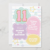 Invitation Cahier à patchwork pastel prépa Varsity 11e annive (Devant)