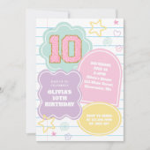 Invitation Cahier Varsity preppy pastel patch 10e anniversair (Devant)