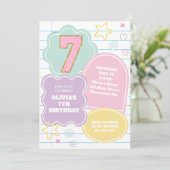 Invitation Cahier Varsity preppy pastel patch 7e anniversaire (Debout devant)