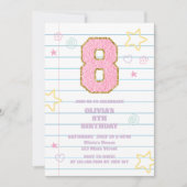 Invitation Cahier Varsity preppy pastel patch 8e anniversaire (Devant)