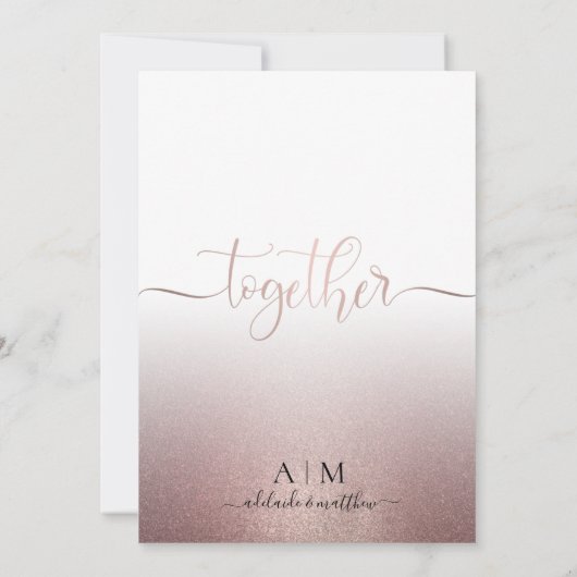 Invitation Caillage rose Gold Calligraphie Script Citation Ma (Dos)