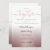 Invitation Caillage rose Gold Calligraphie Script Citation Ma (Devant / Derrière)