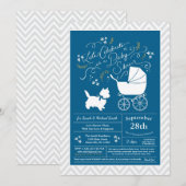 Invitation Cairn Terrier Chien Baby shower Blue Boy (Devant / Derrière)