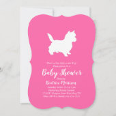 Invitation Cairn Terrier Chien Baby shower fille rose (Devant)