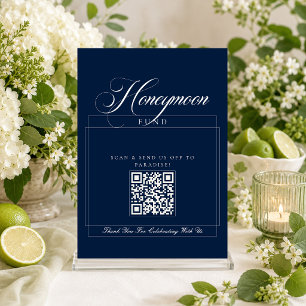 Invitation Caisse de fonds de mariage en calligraphie bleu iv