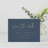 Invitation CAITLIN Edgy Navy et Gold Minimal Enregistrer la d (Debout devant)