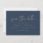Invitation CAITLIN Edgy Navy et Gold Minimal Enregistrer la d (Devant)