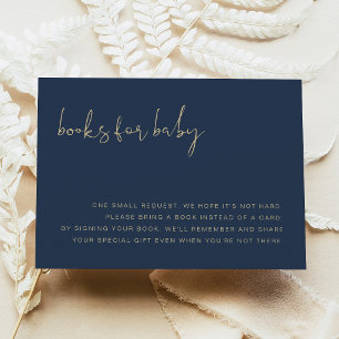 Invitation CAITLIN Livres pour bébé bleu marine et or moderne
