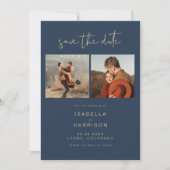 Invitation CAITLIN Marine et Gold Photo Enregistrer la date (Devant)