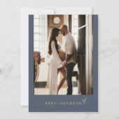 Invitation CAITLIN Marine moderne Baby shower bleu et or Oh (Dos)