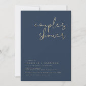 Invitation CAITLIN Moderne mariage bleu marine et or (Devant)