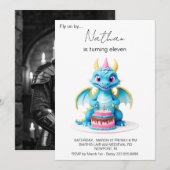 Invitation *~* Cake Baby Dragon Photo AP88 Anniversaire (Devant / Derrière)