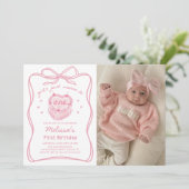 Invitation Cake Bow Girls Veut Juste Être Un Anniversaire Pho (Debout devant)